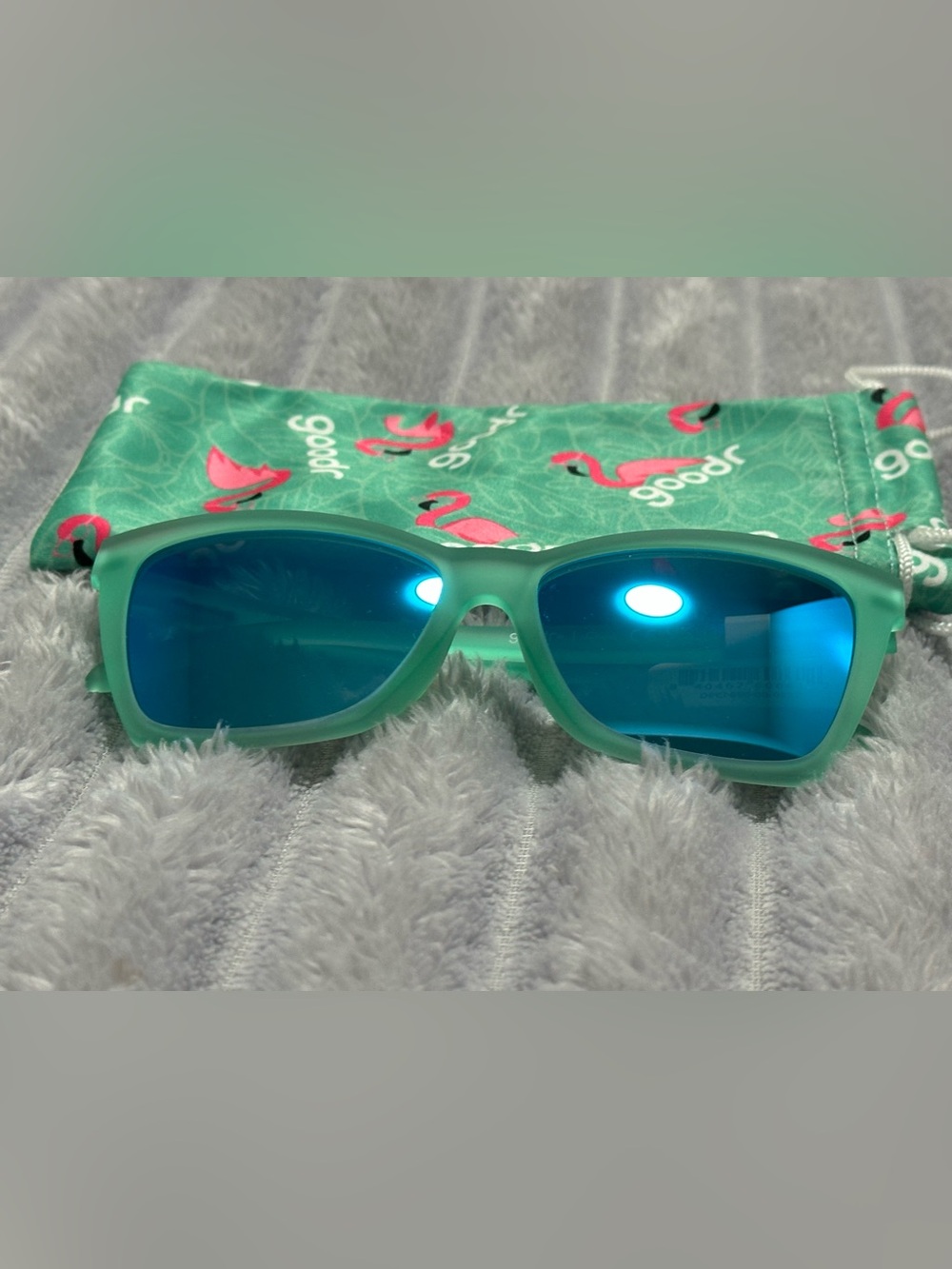 Goodr OG Polarized Sunglasses — Green Frame / Blue Mirror Lenses